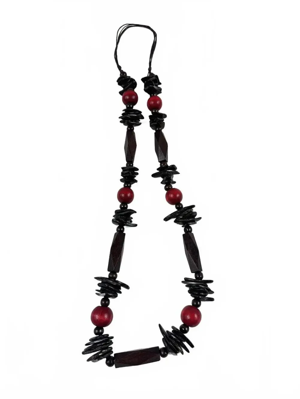 Fashion Jewelry Red & Wooden Beaded Women's Necklace